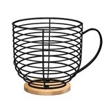 Coffee Pod Holders for Counter - K Cup Holders for Counter - Coffee Pods Storage Organizer - Coffee Bar Accessories - Large Capacity Black Wire Kup Storage with Wooden Base.