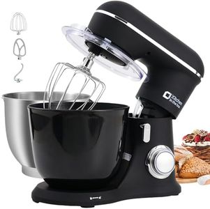 Kitchen in the Box Stand Mixer, 4.5L+5L Two Bowls for Baking, 10 Speeds Electric Kitchen Appliance With Dough Hook, Whisk, Beater, 1300W Matte Cake Mixer (Black)