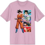 Dragon Ball Super Goku Character Panels Men's Cradle Pink Crew Neck Short Sleeve T-Shirt-Small