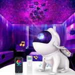 Delrin Space Dog Star Night Light Galaxy Projector, Dog Projector Night Light with 360°Adjustable, Bluetooth Music Speaker, 8 White Noises, 21 Nebula, Smart APP Control, Timer and Remote