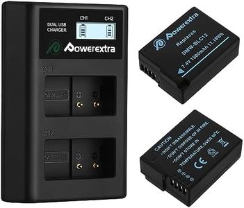 Powerextra 2 Batteries de Rechange et Chargeur 1500 mAh pour Panasonic DMW-BLC12 DMW-BLC12E DMW-BLC12PP et Panasonic Lumix DMC-G85 DMC-FZ200 DMC-FZ1000 DMC-G5 DMC-G6 DMC-G7 DMC-GH2 DMC-GX8 DMC-FZ300K