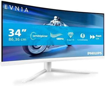 Philips Evnia 34M2C5501A - 34 inch WQHD Curved Gaming Monitor, 180 Hz, 1 ms, FreeSync Premium, Ambiglow (3440x1440, 2x HDMI 2.0, 1x DisplayPort 1.4, USB Hub) white