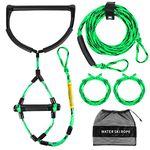 Water Sport Lines, Waterski Ropes Trick Handle 75 Foot 4 Section Phat Grip Thick Thermal Boat Wakeboard Water Sports Tow Rope, Green&Black