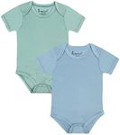 Jimonda Baby Bodysuits Rayon from Bamboo Short Sleeve Baby Boys Girls Rompers Soft Outfits Newborn Clothes (Slate&Sage,12-18 Months)