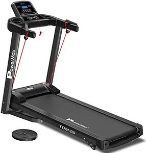 PowerMax Fitness TDM-99 (4HP Peak) Motorized Multifunction Foldable Treadmill for Home Use with Twister and Resistance Rope, Manual Incline Exercise Machine, Preset Workout Programs, User 110kg, AUX