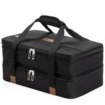 Stack Store Plus More Insulated Casserole Carrier for Hot or Cold Food, Lasagna Holder for Picnic, Potluck, Cookout - Fits 9” x 13” and 11” x 15” Baking Dish – Expandable Double Thermal Bag in Black