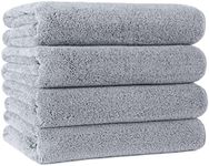 Polyte Microfiber Quick Dry Lint Free Bath Towel, 57 x 30 in, Pack of 4 (Gray)