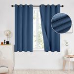 Deconovo Full Blackout Curtains with Double-sided Faux Linen Eyelet Curtains, Energy Saving, Thermal Insulated Curtains for Bedroom, 52x63 Inch(Width x Length), Blue, 2 Panels