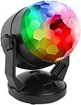 ENUOLI Sound Activated Party Lights for Outdoor Indoor Battery Powered/USB Portable 7 Color RBG Rotating Disco Ball Strobe Lamp Stage Par Light for Car Room Xmas Birthday DJ Bar Club Wedding