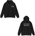 Personalised Printed Hoodie Office workwear, your text here, logo unisex adult workwear top(S, Black)