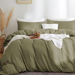 Sedefen Olive Green Duvet Cover Queen Size 3 Pieces Solid Color Ultra Soft Skin-Friendly Comforter Cover Set with Zipper Ties Home Decoration Gift Choice