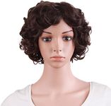 MapofBeauty 11.8 Inch/30cm Elderly Curly Short Curly Fashion Wigs (Dark Brown)