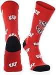 TCK Wisconsin Badgers Socks Sock Mayhem Crew (Red/Black/White, Large)