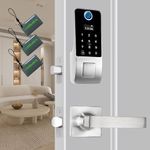 Yosimika Fingerprint Door Lock, OLED Display&Voice Guide Keyless Entry Door Lock, 300+ Users Smart Door Lock, Door Locks with Keypads, Front Door Lock Set, Electronic Keypad Deadbolt, Satin Nickel