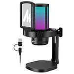 MAONO USB Gaming Microphone for PC, Noise Cancellation Condenser Mic with RGB Lights, Mute, Gain for Streaming, Recording, Podcast, Chat, Twitch, YouTube, Discord, Computer, PS5, PS4, DGM20 Black