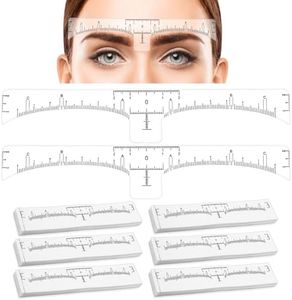 Abeillo - 100 plantillas de regla de cejas desechables, regla de cejas adhesivas, plantilla de microblading para cejas, herramienta de medición de cejas, herramienta de maquillaje para mapeo de cejas