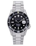 Momentum Men's Aquamatic IV Automatic Dive Watch | 200M Water Resistance | Sapphire Crystal | Glass Back | SuperLuminova Luminous | Self-Winding (Black Dial | Stainless Steel)