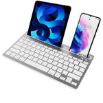 Ultra Slim Bluetooth Keyboard with Stand Slot,Portable Bluetooth Computer Keyboard, Wireless Mini Compact 78 Keys Design Keyboard for iPad Tablet Smartphone MacBook Android iOS Windows(Silver)