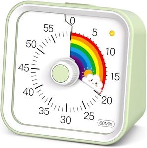 InfPokid Visual Timer for Kids with Pause Function, Cute Silent Timer with Rainbow for Classroom, Teaching, Task, Kitchen, 60 Minute Countdown Time Management for ADHD (Rainbow Green)