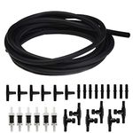 JIH 25 Feet Standard Airline Tubing Black with Connectors,Check Valves and Control Valves for Aquariums,Terrariums, and Hydroponics