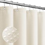 Gibelle Small Stall Shower Curtain 36 x 72, Narrow Half Waffle Weave Textured Fabric Shower Curtain for Bathroom, Water Repellent, Machine Washable, Ivory