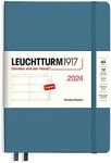 LEUCHTTURM1917 367620 Weekly Planner Medium (A5) 2024, with booklet, Stone Blue, English
