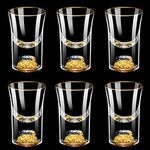 BPFY 20ml (0.67 oz) Shot Glasses Set of 6, Crystal Shot Glass Set Decorated with 24K Gold Flakes, Glass Shot Cups for Whiskey, Tequila, Vodka, Mini Shot Glass Perfect for Party, Bar, Club