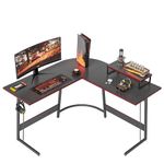 CubiCubi L Shaped Gaming Desk Computer Office Desk, 120 cm Corner Desk with Large Monitor Stand for Home Office Study Writing Workstation, Black Carbon Fiber