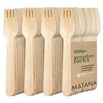 MATANA - 1000 Premium Eco-Friendly Wooden Forks - Biodegradable & Compostable Cutlery
