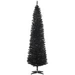 HOMCOM 7' Pencil Christmas Tree, Slim Artificial Xmas Tree with Realistic Branches, Sturdy Stand, Black