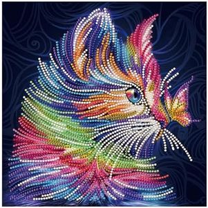 Songdao 5D Diamond Painting Kit, Luminous Diamond Art Easy Kits, Diamond Painting Glow in The Dark Partial Drill Diamond for Adults Kids (Cat)