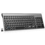 cimetech Wireless Keyboard, 2.4G Full Size Slim Compact Computer Keyboard with 12 Hotkeys, Silent Portable Ergonomic Keyboard with 10 M Range Compatible with Mac, PC, Desktop, Laptop, Windows - Grey