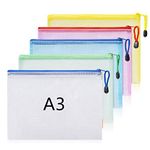 Plastic Wallets A3 Zip Wallets Ziplock Bags Plastic Mesh Document File Folder A3 Zipper Bag Zip Locked Bags - 5PCS