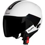 Steelbird SB-33 7Wings Gust Dashing ISI Certified Open Face Helmet (Medium 580 MM, Dashing White with Smoke Visor)