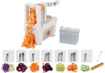 Paderno World Cuisine A4982807 8-Cut Collapsible Spiralizer, Folding 7-Blade, White