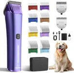 Professional Dog Grooming Clipper with Replacement Blade, 5-in-1 Adjustable Blade Cordless Pet Grooming Kit 2 Speed Rechargeable Trimmer Hair Shaver with Detachable Metal Guide Combs for Animal Horse