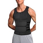 Waist Trainer Vest, Waist Trainer Body Shaper for Men Gym Soft Breathable Double Belt Slimming Sweat Sauna Vest, for Fitness Workout, Unisex (Black XL)