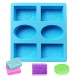 TP Incorp 6 Cavities Soap Moulds | Making Silicone | Flower Leaf Pattern Soap Mold | Handmade Craft Mould for Soap Making | Candle Making | Epoxy, Resin, Cupcake, Muffin Baking Pan for Homemade (Pack of - 1) (Blue)