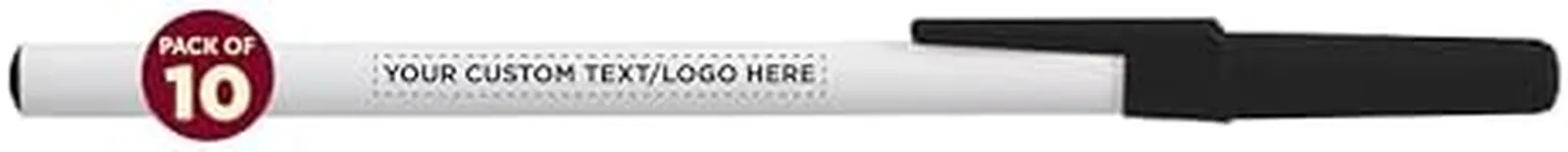 DISCOUNT PROMOS Ballpoint Stick Pens with Cap - Office Business Pens - Medium Point Ink