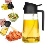 17oz/500ml Oil Dispenser Bottle 2 in 1 Olive Oil Dispenser and Oil Spray Bottle,Oil Sprayer for Kitchen Cooking,Olive Oil Spray Bottle with Pourer,Oil Mister for Air Fryer,Salad,Frying,BBQ (black)