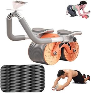 Abs Roller Wheel with Timer, New Upgrade Automatic Rebound Abdominal Exercise Wheel for Newbies, with Knee Mat for Body Fitness Strength Training Home Gym