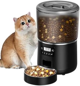 Automatic Cat Feeder, Automatic Pet Feeder with WiFi, Timed Pet Feeder Dry Food Dispenser for Cats & Dogs, Programmable Portion Control, 10s Meal Call,1-9 Meals per Day, Dual Power, 10s Voice Recorder