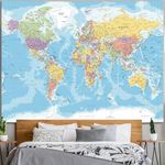 SparkLia World Map Tapestry Wall Hanging for Kid Student, North America Center, Detailed Illustration with Countries Educational Tapestry National Tapestry Wall Art for Bedroom Dorm - 44 x 59 inches