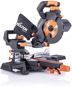 Evolution Power Tools R185SMS+ Compound Saw with Multi-Material Cutting, 45 Degree Bevel, 50 Degree Mitre, 210 mm Slide, 1200 W, 210 mm, 230 V