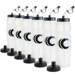 Cannon Sports 1 Liter Squeeze Water Bottle with Straw Lid New Easy Grip 34 Oz Pack of 6 (Clear)