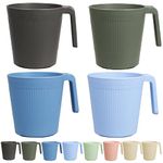 Greentainer Unbreakable Lightweight Drinking Cups, Coffee Mugs with Handle, Set of 8, Plastic Drinking Cups for Adults,Water Milk Tea Tumblers, Dishwasher & Microwave Safe(Blush)