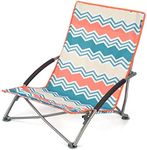 Yello Low Folding Beach Collapsible Outdoor Picnic Camping Chair with Carry Bag Zig Zag