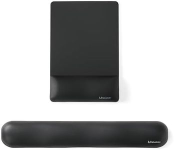 UnivoColors Design-Wave Set of Keyboad Wrist Rest & Mouce Pad,Artificial Sheepskin+Memory Foam+Ergonomic+Anti-Slip Gel, Resilience Support During Work and Gaming,Keyboard Accessory,Black