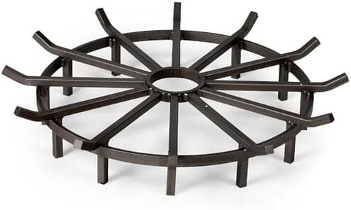Ash & Ember 32" Wagon Wheel Fire Grate, High-Efficiency Smoke-Free Fireplace Log Grate, Decorative Wood Burning Lifted Grate Pit, Sandblasted Steel with Light Oil Coating