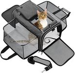 PetsN'all Airline Approved 2 Sides Expandable Pet Carrier, Cat Carrier, Soft Sided, Durable, Easy to Carry, and More Breathable, Perfect for Puppy and Cats